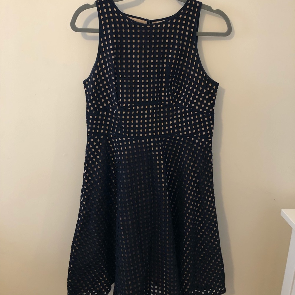 Loft Navy Eyelet Dress